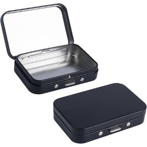 2Pack Dental Floss Portable Case,Refillable Portable Floss Pick Holder Container with Mirror,Small Floss Dispenser for Travel, Dates,Dinners and Hotels(Black)