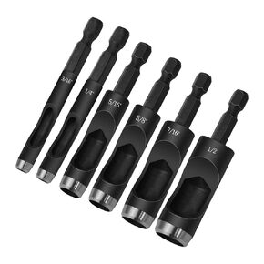 Leather Hollow Punch Set 1/4 Hex Shank for Hand Drills， 1/4" 5/16" 3/8" 3/16" 7/16" 1/2" Dia Rotary Hole PunchesWatch Band Leather Hole Punch for Belts Fabric Canvas Paper Plastic Craft.