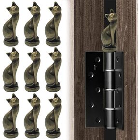 Hinge Heads Decorative Topper Cat Gargoyle Magnet Door Hinge Topper Home Decoration (Set of 9) (Cat)