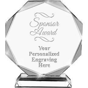 Sponsor Crystal Awards, 6.75" Custom Sponsor Award with Engraving Included Prime