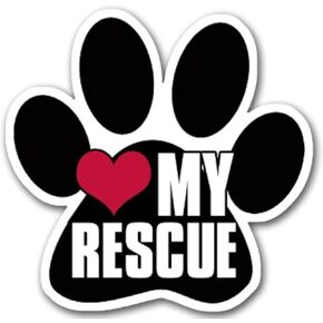 Black PAW Shaped Heart My Rescue Sticker (Dog cat Love shelter Vinyl Decal Puppy pet Lovers for car or Laptop (3 inch)