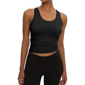 1 Pack Women's Workout Racerback Tank Tops Spandex Compression Yoga Athletic Running Gym Sports Crop Tops for Women