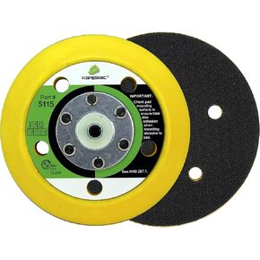 5115 Back-up Sanding Pad, Hook and Loop 5" by 5 Hole x 3/4" Thick, 5/16"-24 External Thread (1 Pack), Yellow