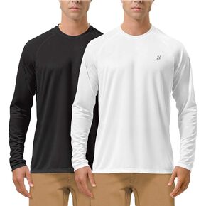 (Size: XL) Men's 2 Pack UPF 50+ Fishing Shirts Long Sleeve UV Sun Protection Tops