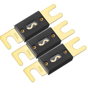 smseace 3Pack 200amp/200a ANL Fuse Compatible with 12V & 24V Systems for Audio Marine Vehicle Video System Gold-Plated ANL Fuses