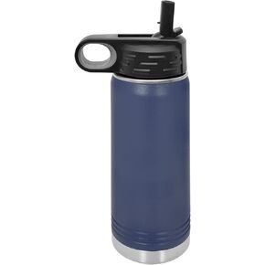 Polar Camel 20 oz Stainless Steel Water Bottle with Flip Top Lid and Straw (Navy Blue)