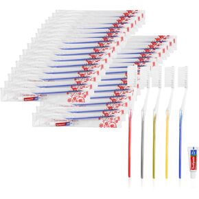 Travel Toothbrushes Kit,20Pcs Travel Toothbrush Set Disposable Toothbrushes with Toothpaste for Nursing Home,Hotel,Charity(Individually Wrapped)