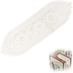 Cotton Crochet Lace Rectangular Table Runner Lace Table Runner Dresser Scarves White Dresser Runner Crochet Lace Table Runner for Wedding Party Home Dining Table Decor 13inch X 46inch