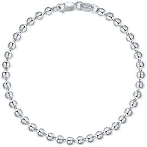 LELOUCHY Solid 925 Sterling Silver Paperclip Chain/Byzantine Chain/Round Bead Ball Chain/Cable Chain/Mesh Chain/Round Box Chain Anklet Ankle Bracelet for Men Women, Made in Italy 9/10/11 Inch