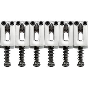 Wilkinson 10.5mm Strat Tremolo Bridge Bridge for Squier Standard/Mexico Fender Stratocaster Electric Guitar ، Chrome مع مسامير سوداء (مجموعة من 6)