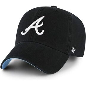 47 MLB Atlanta Braves Ball Park Clean Up Adjustable Hat, Adult One Size Fits All (Atlanta Braves Black Blue)