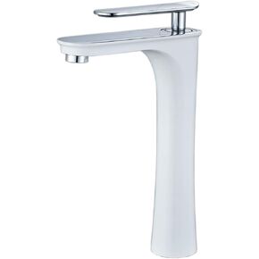 Leekayer Single Handle Bathroom Vessel Sink Faucet 1 Hole Deck Mount Chrome Handle White Painted Bathroom Tall Faucet Mixer Tap Lavatory