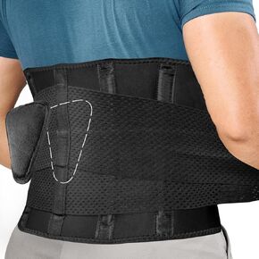 Breathable Back Support Belt for Men/Women for Work, with Adjustable Compression on Both Sides, Back Braces for Lower Back Pain Relief with 4 Stays, Anti-Skid Lumbar Support Belt for Sciatica.