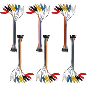 3 Set 2 in 1 Alligator Clip to Dupont Wire 10 Pin 30cm Male/Female, Alligator Clip for Test Leads, for Arduino Raspberry pi Makey Makey and 3D Printing Prototypes (5 Colors)