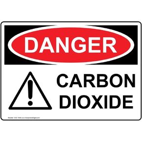 ComplianceSigns.com DANGER Carbon Dioxide OSHA Safety Label Decal, 7x5 inch Vinyl for Gases