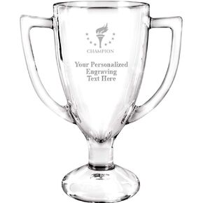 Personalized Glass Trophy, 7" Custom Engraved Champion Glass Cup Award Prime