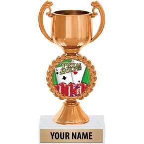 6.5" Bronze Texas Hold Em Poker Trophies, Custom Chaplet Cup Texas Hold Em Poker Trophy Award Prime