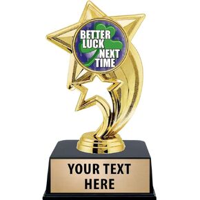 Crown Awards Last Place Trophies with Custom Engraving, 6" Personalized Better Luck Next Time Loser Trophy On Black Base Prime