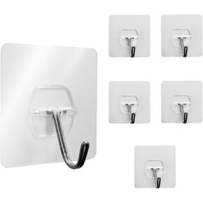 Gorilla Grip Heavy Duty 25lbs Extra Grippy Reusable Wall Hanging Hooks, Easy Install Strong Stick on Removable Hook, No Nail Damage, Multi-Surface Use for Decorations, 5 Pk, Metal​