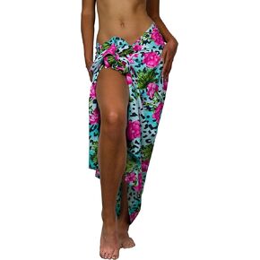 KING KAMEHA Hawaiian Sarong Pareo Beach Wrap for Women Funky Casual Bikini Cover Up Very Loud Swimsuit Leopard Flowers Print