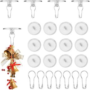 50 Pack Self Adhesive Ceiling Hooks for Hanging, 0.79" Disc Sticky Ceiling Hooks, Removable Transparent Wall Hanger for Festival Christams Wedding Birthday Party Decorations