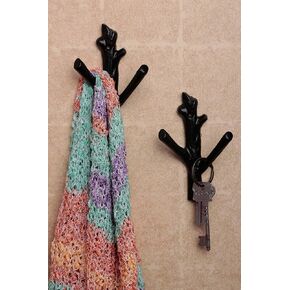 ETROVES Metal Branch Hook - Decorative Hooks for Hanging Things, Wall Mount Hooks, Set of 2, Black