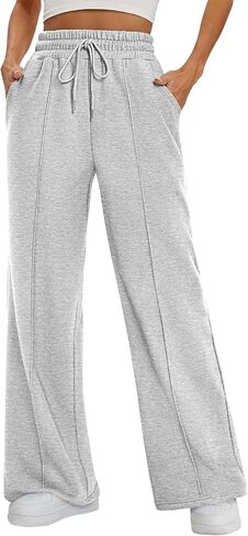 Athmile Womens Wide Legpants High Pherged Baggy Pants Fashion Teen Girl Draying Reshing Radistic Adhitic joggers in Kuwait