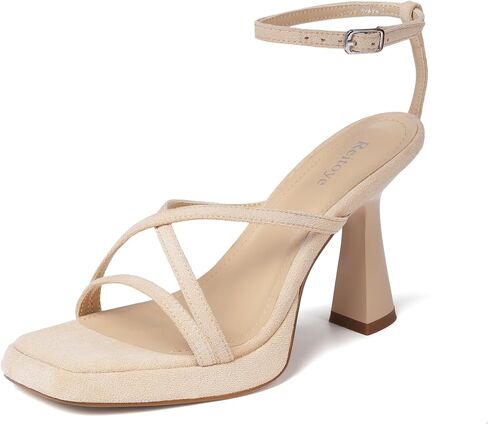Reitoye Strappy Heels for Women Platform Chunky Square Toe Heeled Sandals | Women's Heeled Sandals,Block High Heel,Adjustable Ankle Strap,All-Day Comfort Non-slip Sole,Party,Wedding,Prom Heels Shoes in Saudi Arabia