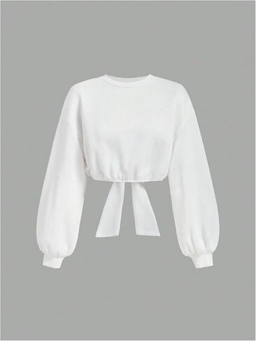 Gorglitter Women's Bow Back Browshirts Crewneck Long Sleeve Drop Counder Contter Pullover Tops in Saudi Arabia