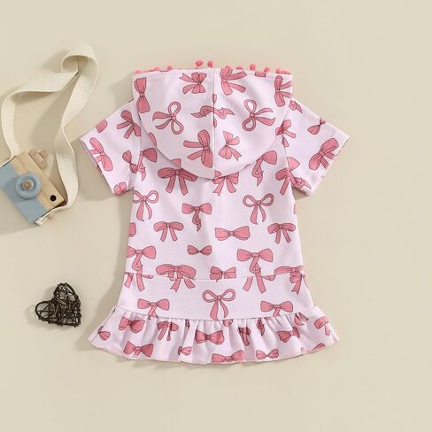 Girls Terry Cloth Swim Cover Up Zip Up Hooded Bathing Suit Coverup Wraps Rufled Kids Pool Beach Robe Cover-Up Dress in Saudi Arabia
