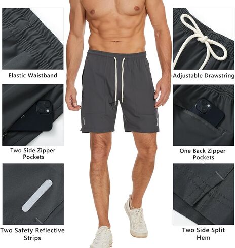 Men's Running Athletic Shorts Quick Dry Lightweight Gym Shorts for Men Workout Basketball Exercise Shorts with Pockets in Saudi Arabia