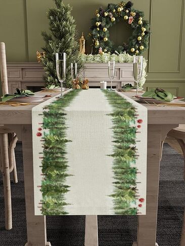 هدايا Wrapaholic Winter Forest Christmas Table Runner - 13 × 72 بوصة - شتاء موسمي عيد الميلاد العيد المزرعة على طراز المطبخ مائدة الطاولة المطبخ للحفلة الداخلية في الهواء الطلق in Saudi Arabia
