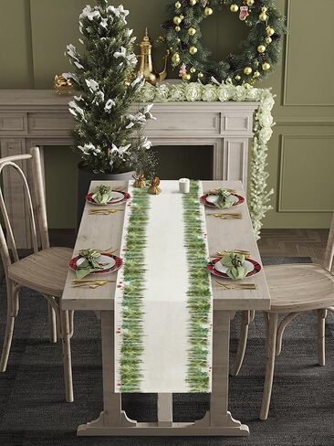 هدايا Wrapaholic Winter Forest Christmas Table Runner - 13 × 72 بوصة - شتاء موسمي عيد الميلاد العيد المزرعة على طراز المطبخ مائدة الطاولة المطبخ للحفلة الداخلية في الهواء الطلق in Saudi Arabia