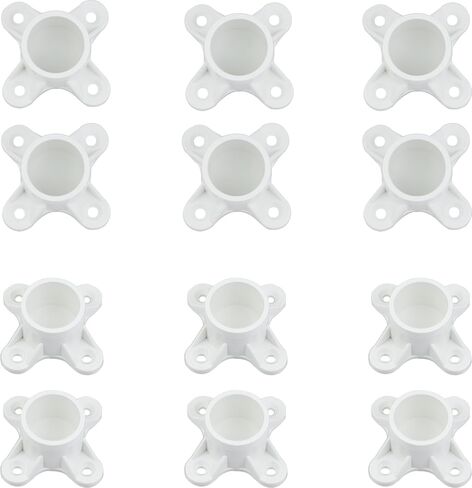 25 Pack 1/2 "PVC Table Table Cap Cap tittureds Trade Rod Rod Rod Capts PVC Screw Caps مع مسامير تصاعد لجعل أرفف التخزين تدعم أقدام ， PVC Floor Hill for DIY PVC End Caps ، White in Saudi Arabia