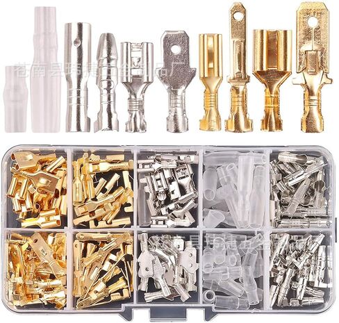150 Pcs 2.8/4.8/6.3mm Quick Splice Male and Female Wire Spade Connectors, Wire Crimp Terminal Block with Insulating Sleeve Assortment Kit for DIY Electrical Motorcycle Vehicle Boat in Saudi Arabia