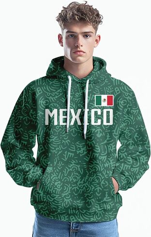 Soccer Pullover Hoodie Flag Sweatshirt Fashion Casual Print Gifts for Soccer Fans Men S-2XL in Saudi Arabia