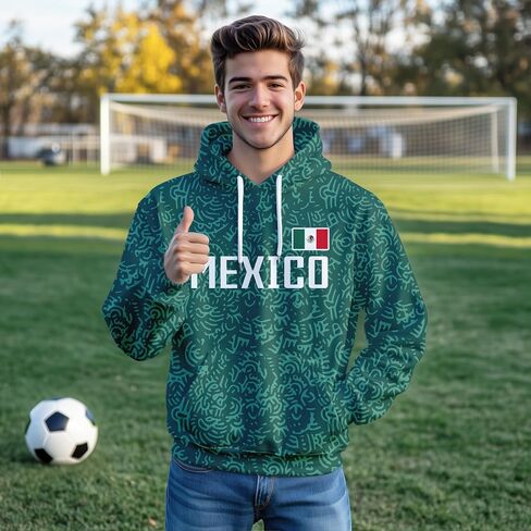 Soccer Pullover Hoodie Flag Sweatshirt Fashion Casual Print Gifts for Soccer Fans Men S-2XL in Saudi Arabia