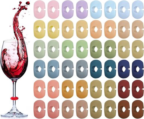 Boao Silicone Drink Markers 24 Colors Wine Glass Charms Drink Markers for Champagne Flutes Cocktails Martinis, Bar Banquets Birthday Party Supplies in Kuwait