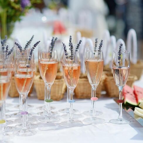 علامات مشروب سيليكون بواو 24 ألوان سحر زجاجي نبيذ علامات مشروب لصالح الشمبانيا كوكتيلات مارتينيس ، لوازم حفلة عيد ميلاد المآدب البار in Kuwait