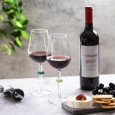 علامات مشروب سيليكون بواو 24 ألوان سحر زجاجي نبيذ علامات مشروب لصالح الشمبانيا كوكتيلات مارتينيس ، لوازم حفلة عيد ميلاد المآدب البار in Kuwait