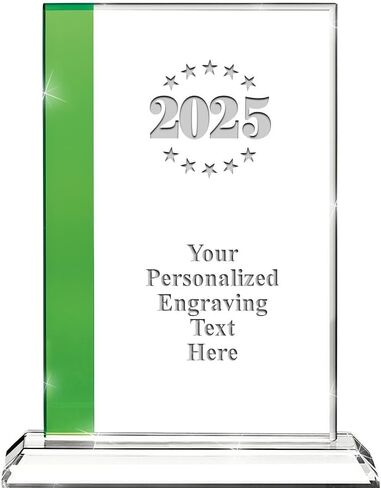 8" Emerald Green Florence Florence Personalized and Engraved Crystal Awards in Saudi Arabia