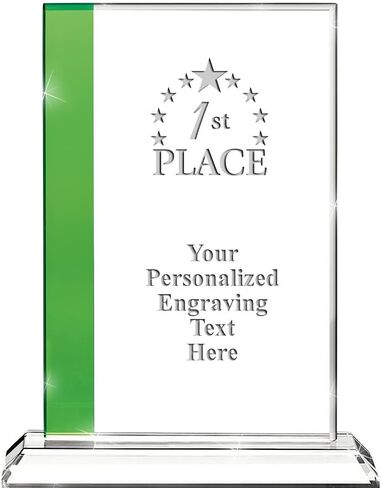 8" Emerald Green Florence Florence Personalized and Engraved Crystal Awards in Saudi Arabia