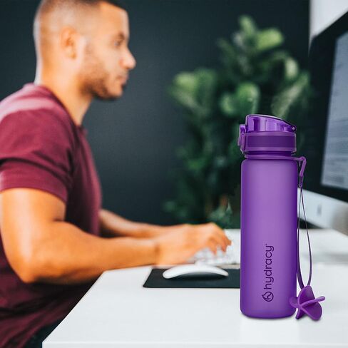 زجاجة ماء Hydracy with shaker ball & time marker -500ml 17oz bpafree bottle bottle -leak propution & no gym gym bottle w/fruit infuser class- gifeal gift for litness ، sports & outdoors -Berry Blue in Kuwait