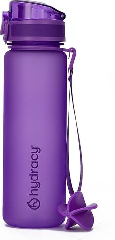 زجاجة ماء Hydracy with shaker ball & time marker -500ml 17oz bpafree bottle bottle -leak propution & no gym gym bottle w/fruit infuser class- gifeal gift for litness ، sports & outdoors -Berry Blue in Kuwait