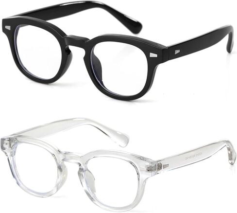 Johnny Depp Round Glasses for Women Men Vintage Circle Thick Frame Eyeglasses Non Prescription Glasses Clear lens Eyewear(Transparent) in Kuwait