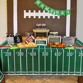 SARAFLORA Football Tablecloth Reusable Football Field Table Cloth- Rectangle 60x84 Inch -Stain and Water Resistant Table Cover for Super Bowl Decorations/Party Supplies/Sports Game/Banquet, 130GSM