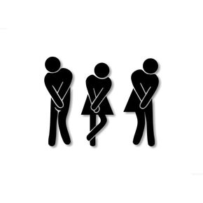 3 Decal Set The Original Gotta Go! Funny Washroom Restroom 7" Black Vinyl Stickers with All Gender Neutral Bathroom Toilet Sign Sticker Decals (3 Solid Black)