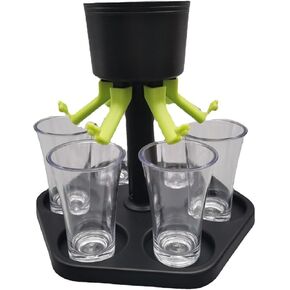 Creative gathering hexagonal wine dispenser, fair pouring dispenser, wine glass tray set, no one can raise fish now, (with 6 cups)