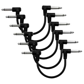 6 Pack 6 Inch Guitar Patch Cables, 1/4 Inch TS Right Angle Patch Cables for Guitar (Black)