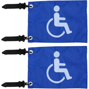 MOTAIN Easy Installation Golf Cart Flag Holder,2 Pack Elastic Strap Bracket with 6 * 9'' Handicap Flag for Seniors Handicapped Disability